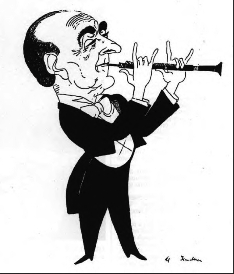caricature of Marcel Tabuteau by Alfred Bendiner