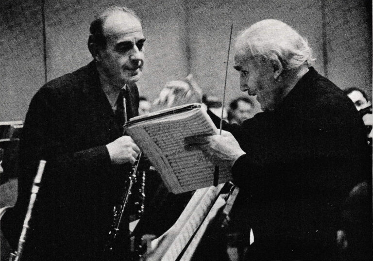 Marcel Tabuteau and Arturo Toscanini during a rehearsal