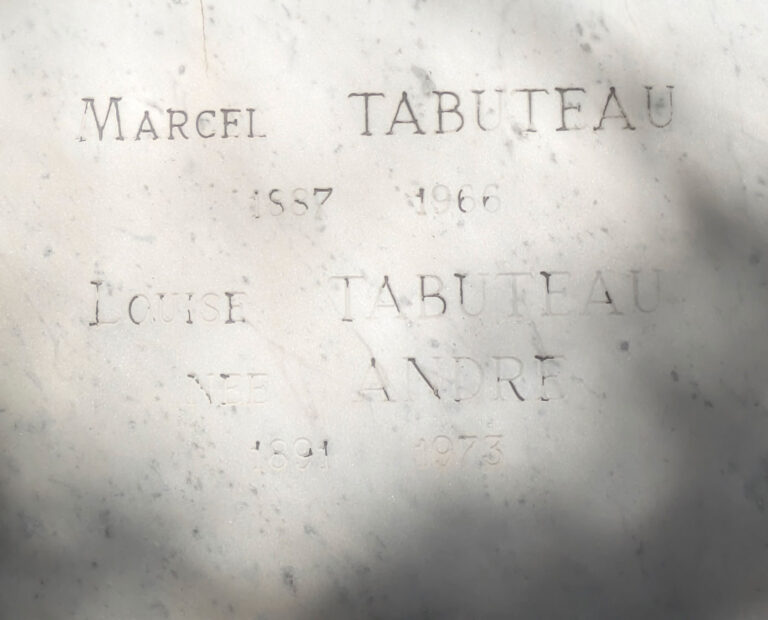 Worn inscription on Tabuteau's tombstone