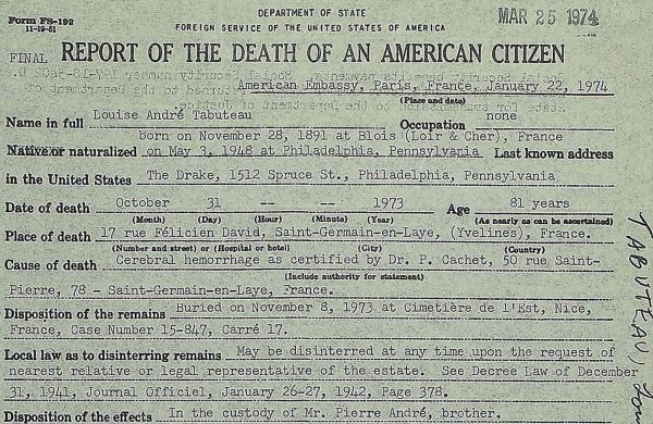 Louise Death Certificate