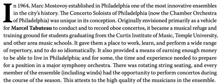 Marc Mostovoy’s Concerto Soloists of Philadelphia