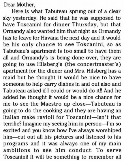 My Dinner with Toscanini