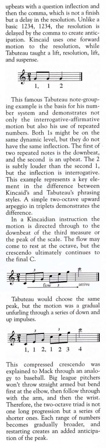 The Phrasing Styles of Kincaid and Tabuteau