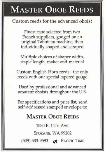 Master Oboe Reeds 2000