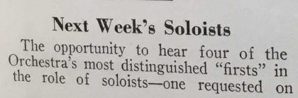 Next Week’s Soloists